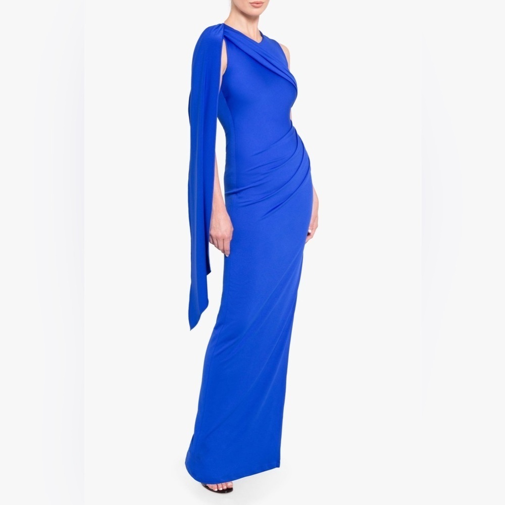 Black Halo Aruna Gown Blue Maxi Dress Size 0 B3100 - Picture 3 of 10